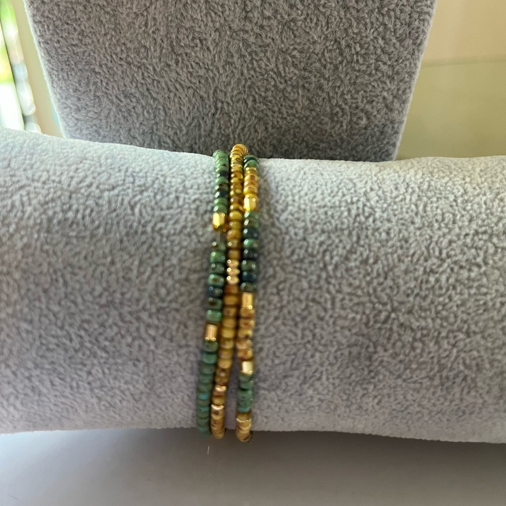 3 elastic beaded bracelets